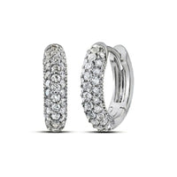 5/8CTW Diamond Fashion Hoop Earrings in 14K gold, featuring multiple round sparkling stones, are displayed against a plain white background.