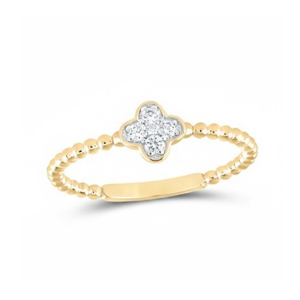 1/10CTW Diamond Clover Band 14K Gold