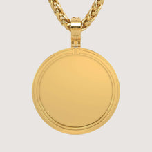  14K Gold Modern Double Border Round Picture PendantCharms & Pendants