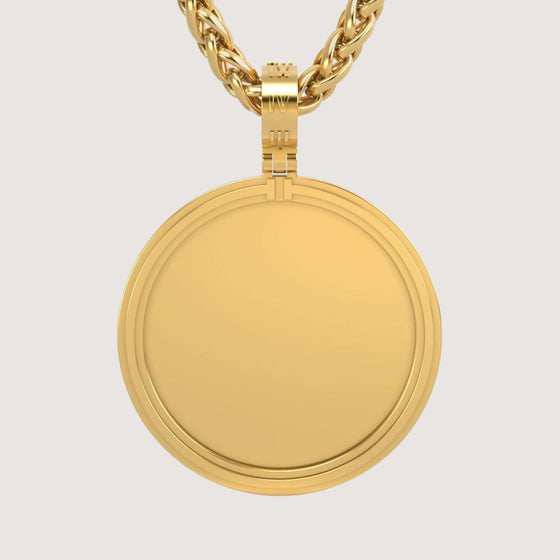 14K Gold Modern Double Border Round Picture PendantCharms & Pendants