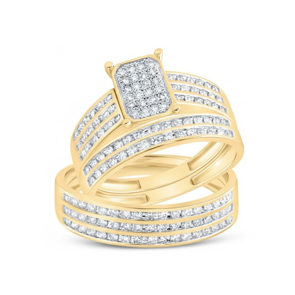 7/8CTW Diamond Emerald Trio Set in 10K Gold