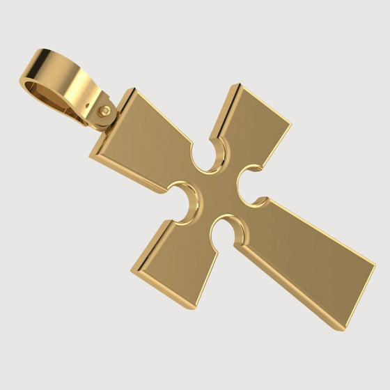 alt=" Make a statement with the 14K Gold Gothic Cross Pendant. Features intricate gothic-style detailing in radiant 14K gold for a bold and sophisticated look. "