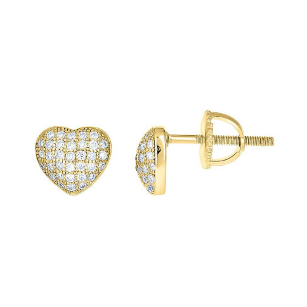 Yellow-Tone Moissanite Heart Stud Earrings