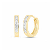  1/8CTW Round Diamond Hoop Channel Earrings - 10K Yellow Gold