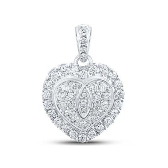 Colgante de oro de 10 quilates con forma de corazón y diamantes para mamá (1/8 quilates)