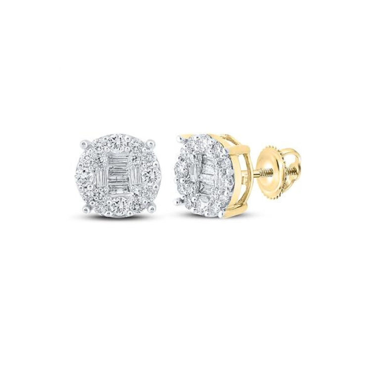 Elevate your style with the 10k Gold Baguette Diamond Cluster Earrings 5/8 CTTW, featuring a dazzling cluster design for timeless elegance.