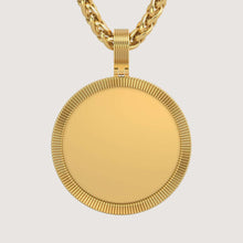  14K Gold Ribbed Round Picture PendantCharms & Pendants