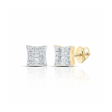 The 10k Gold Diamond Kite Earrings 1/8 CTW feature a modern kite-shaped design with multiple small diamonds set on a 10k gold base, shown against a white background.
