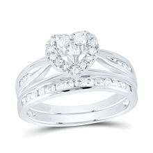  1/2CTW Round Diamond Heart Bridal Engagement Wedding Ring Set- 10K Gold