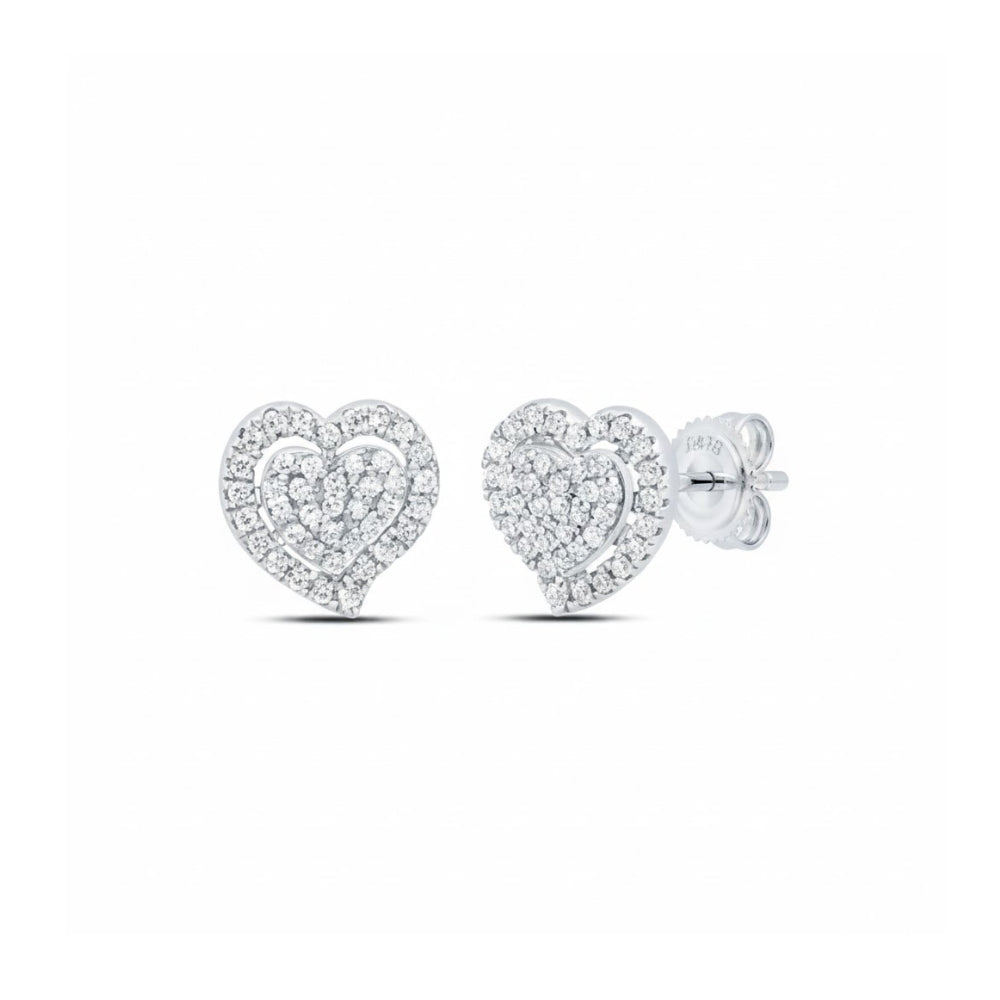 1/5CTW Diamond Gift Heart Earrings 10K Gold