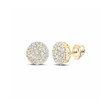  10k Gold Round Diamond Cluster Earrings 1/4 Cttw