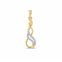 1/20 CTW Diamond Infinity Pendant crafted in 10k gold, showcasing an elegant twisted infinity design with a row of natural diamonds along one curve, set against a plain white background.