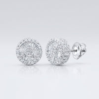 10k Gold Baguette Diamond Circle Earrings, 1/2 cttw: These earrings feature a circle design set in white 10k gold and secured with screw-back posts.
