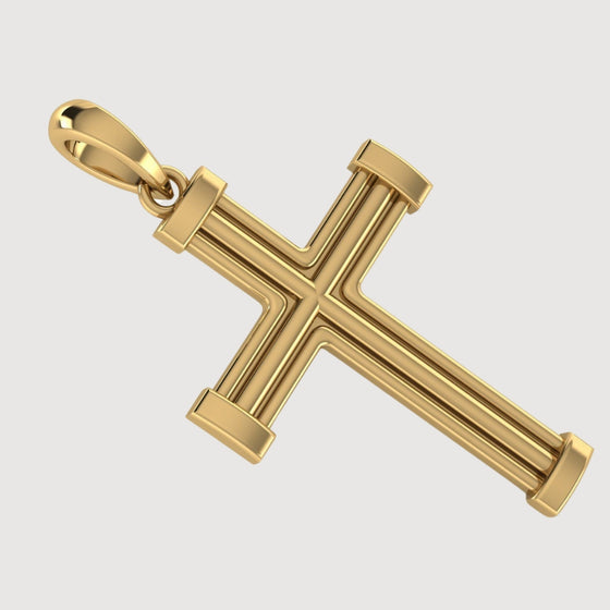 14k Gold Barrel Edge Cross PendantDiscover modern elegance with the 14K Gold Barrel Edge Cross Pendant. Features a sleek barrel-edge design in radiant 14K gold for a bold and sophisticated look.