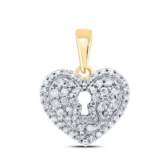 Colgante de corazón de diamantes de 3/8 CTW en oro de 10 quilates