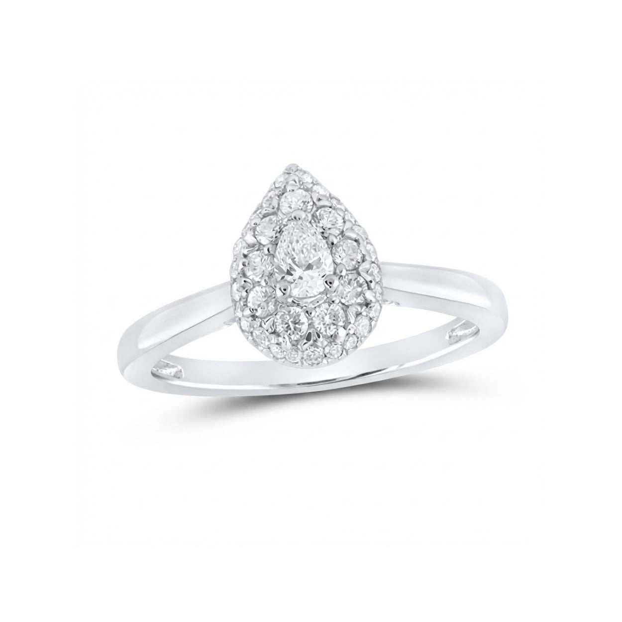14k Gold Pear Diamond Halo Engagement Ring