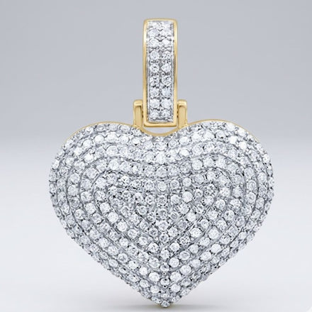 The 10K Gold Diamond Heart Pendant 3/4 Cttw Charm features a sparkling diamond-encrusted heart and bail, shown against a plain light gray background.