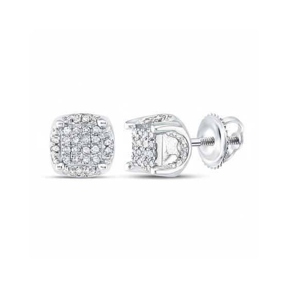 10K Gold Diamond Cluster Stud Earrings 1/5 Cttw