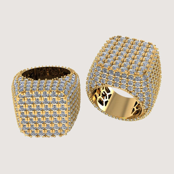 Square Pavé Diamond Ring – 18 CT Gold Statement Rings