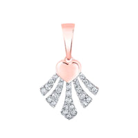 The 10K Gold Diamond Heart Pendant 1/10 CTW features a gold heart above three fan-like rays, each set with sparkling white stones for an elegant and radiant look.