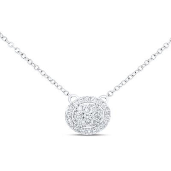 1/4CTW Diamond Fashion Round Shape Ladies Necklace - 18"-  10K Gold