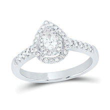  1/2CTW Pear Diamond Halo Bridal Engagement Wedding Ring-10K White Gold