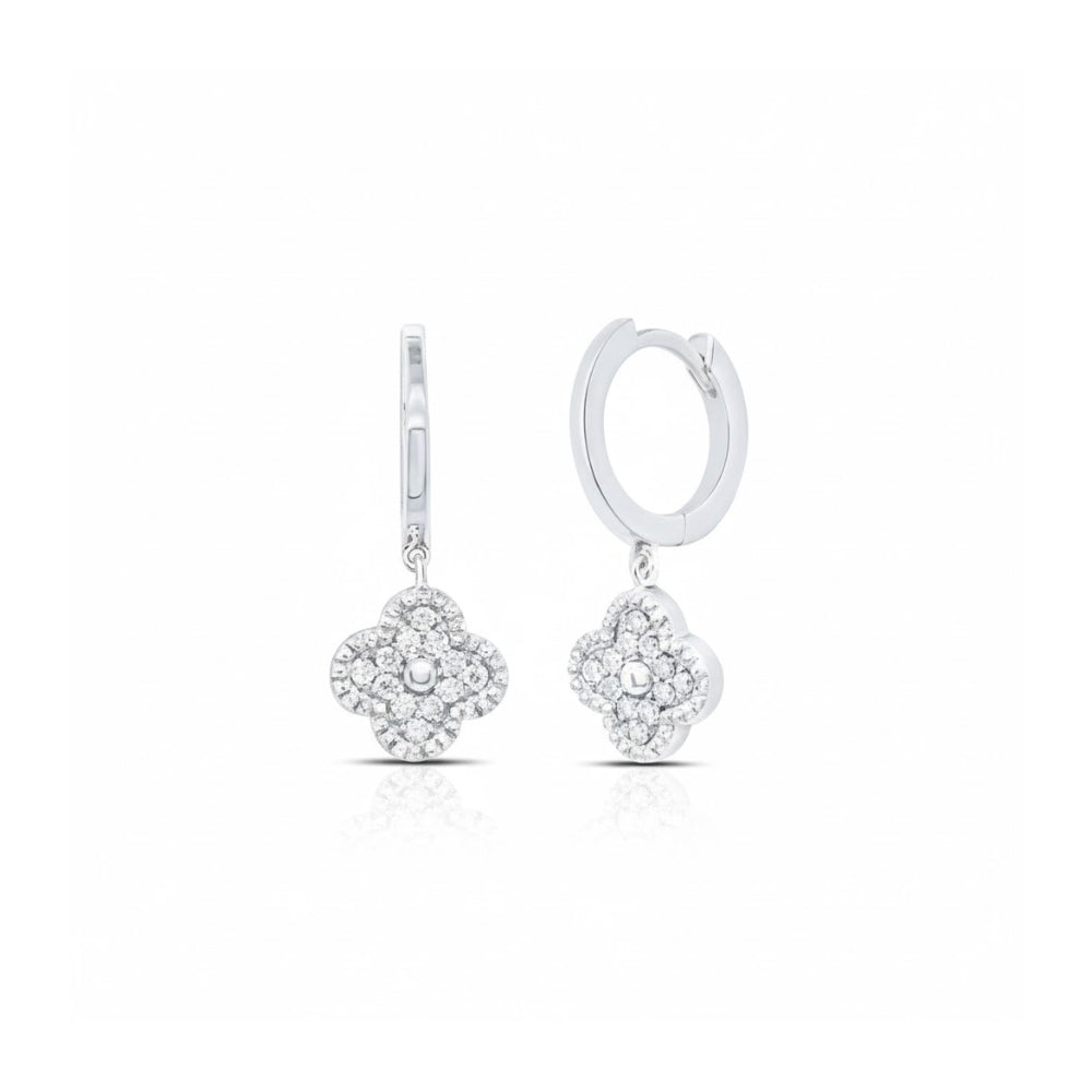 1/6CTW Clover Diamond Dangling Earrings 10K Gold