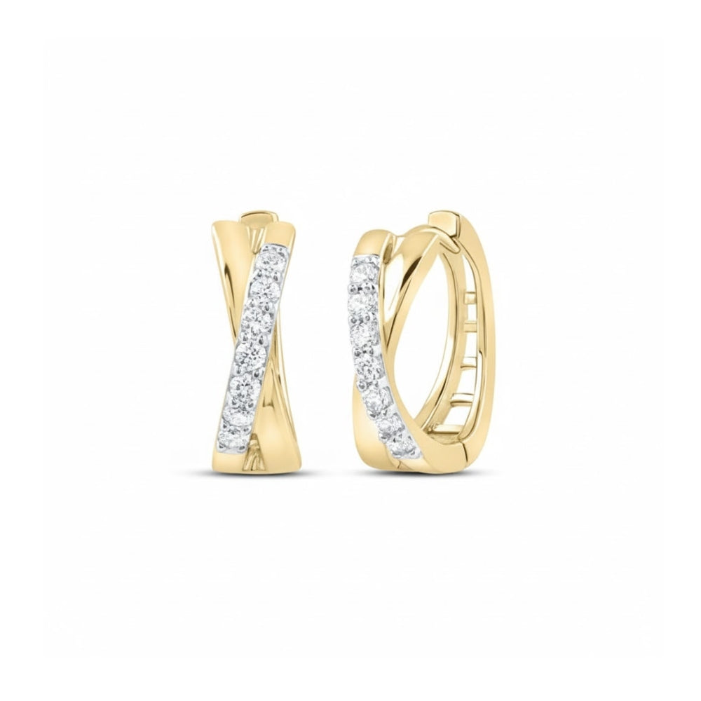 10k Gold Round Diamond Hoop Earrings – 1/6 Cttw