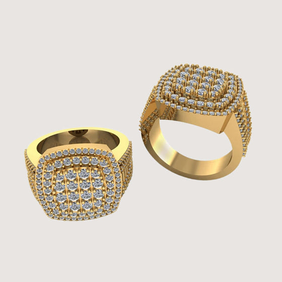 Square Diamond Pavé Ring – 2.19 CT Gold Design Rings