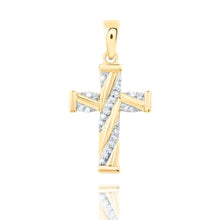  Colgante de cruz de diamantes de 1/20 CTW en oro de 10 quilates