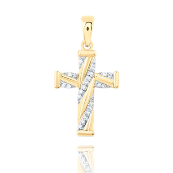 Colgante de cruz de diamantes de 1/20 CTW en oro de 10 quilates