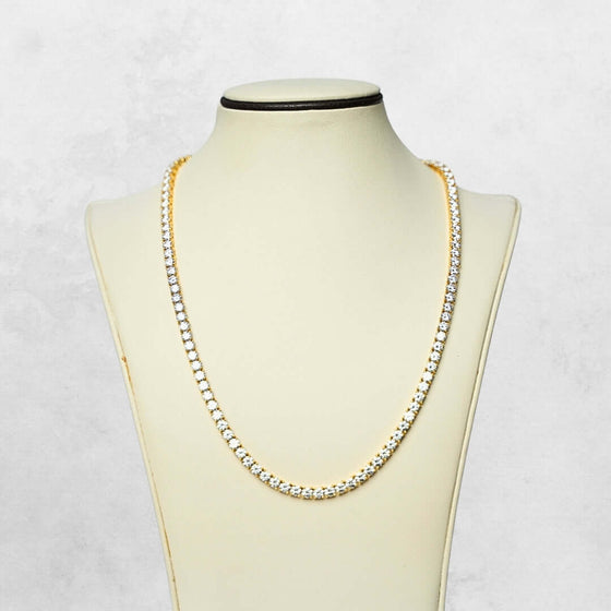 Moissanite Tennis Chain - 4MM Bold and brilliant 4MM moissanite tennis chain in 14k gold (yellow, white, rose). Available in 16-22 inches. Ready to ship – experience the luxury!