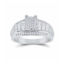  Sterling Silver Diamond Cluster Bridal Engagement Ring