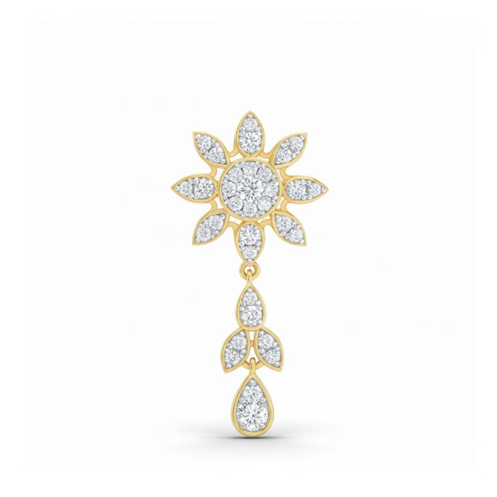 Colgante de flor de diamante natural de 1/2 CTW