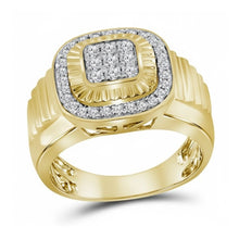  10k Gold Diamond Square Frame Cluster Ring 3/4 Cttw