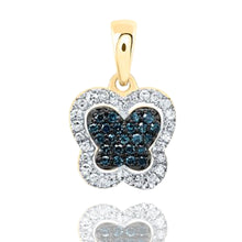  Colgante de mariposa con diamante azul de 1/5 quilates - Oro de 10 quilates