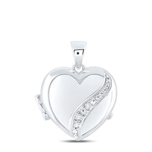  1/20CTW Diamond Gift Heart Locket Pendant- 10k White Gold