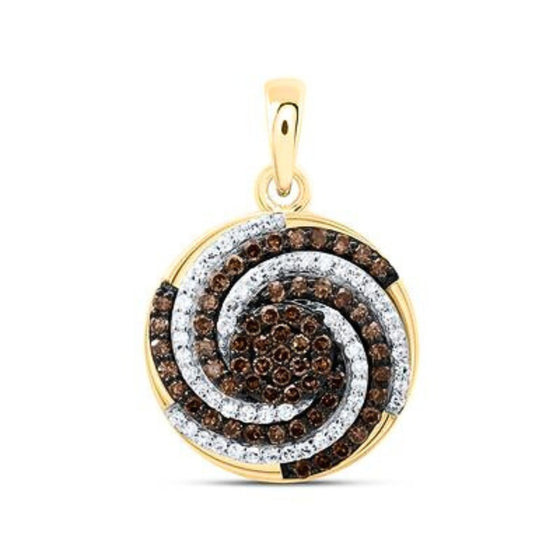 Colgante de oro amarillo de 10 k con diamantes color coñac de 1/2 quilates