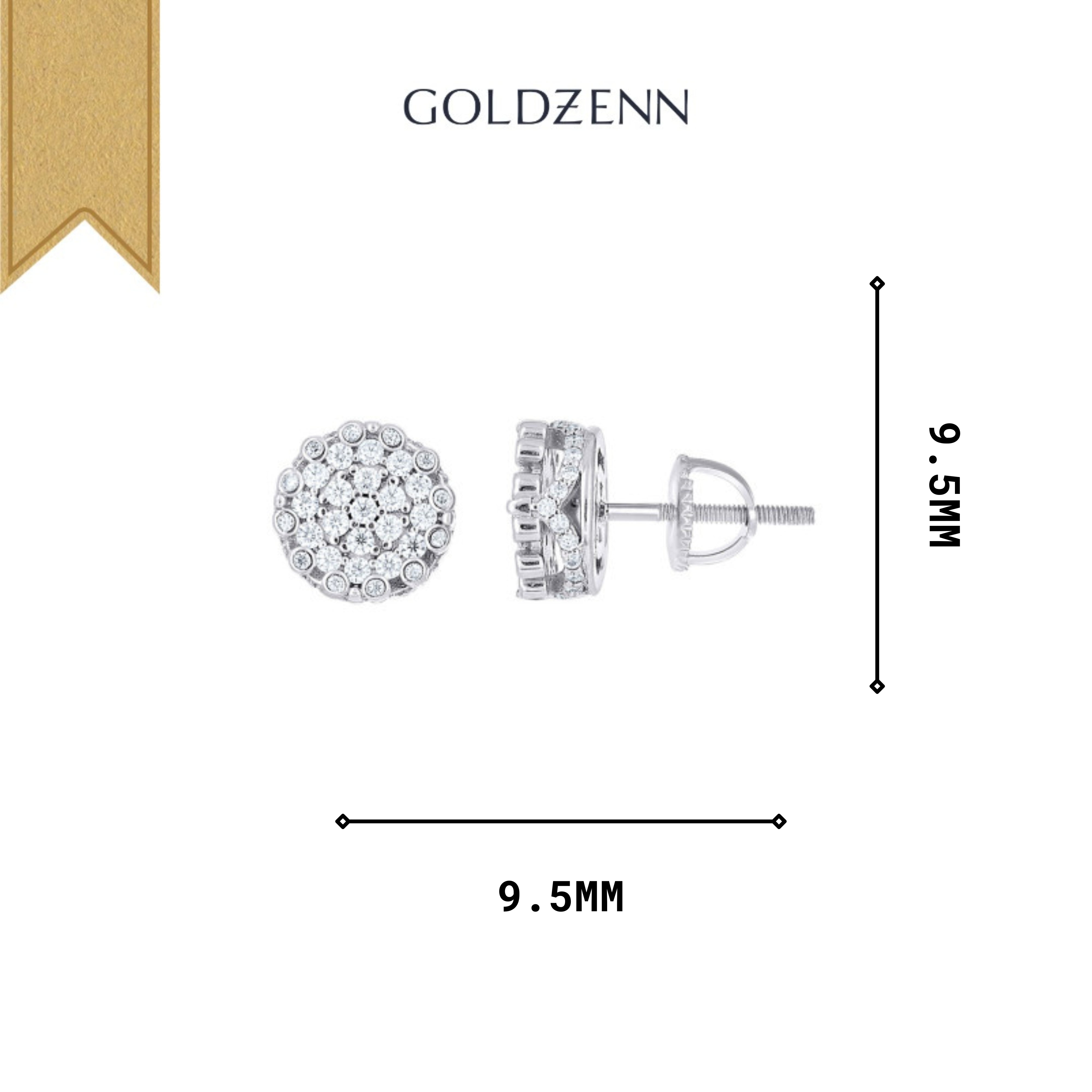 Pendientes redondos de moissanita para mujer en plata 925