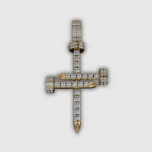  Diamond nail cross pendant in 14K gold, showcasing intricate craftsmanship and radiant sparkle.