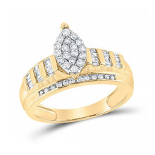  10k Gold Oval Diamond Cluster Bridal Ring 1/2 Cttw