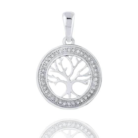Colgante de árbol de la vida con diamantes en oro de 10 quilates (1/10 CTW)