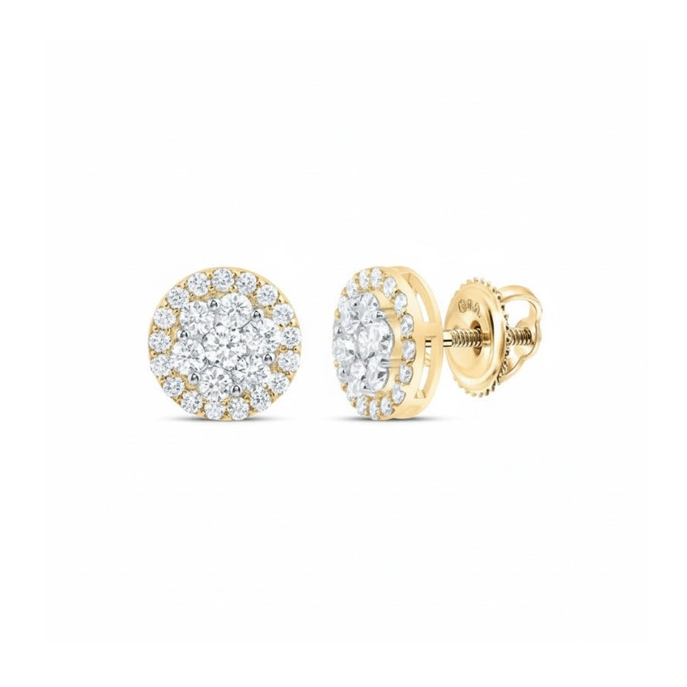 1 3/8CTW Diamond Flower Earrings in 10K Gold