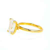 The 2.08ct Radiant Lab Diamond Solitaire Engagement Ring in 14K solid gold features a clear center stone in a four-prong setting with accent stones along the band, shown against a white background.