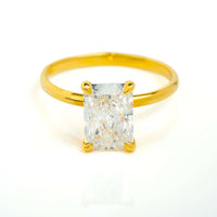 The 2.08ct Radiant Lab Diamond Solitaire Engagement Ring in 14k solid gold features a radiant-cut diamond in a four-prong setting on a white background—an elegant choice for women's engagement rings.