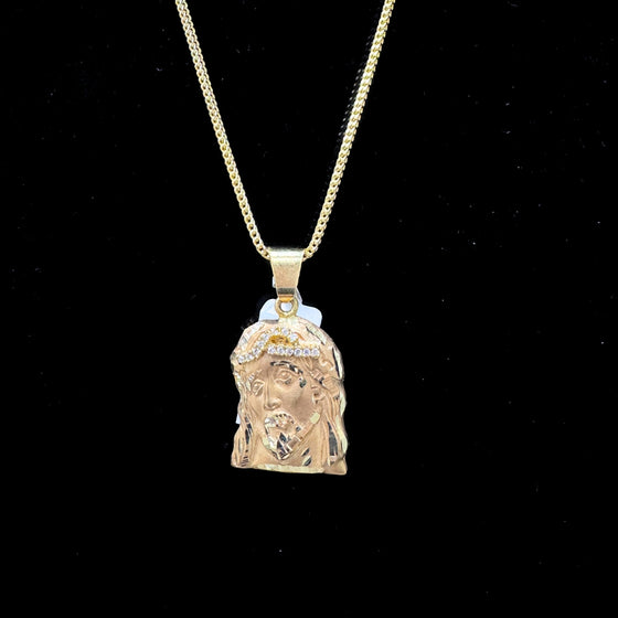 10k Jesus Piece Pendant with Franco Chain Bundle