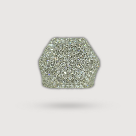 Iced-Out Octagon Cluster Ring - 6.04 CT - 14k White Gold