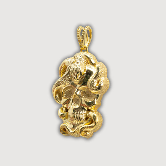 Snake Skull Pendant – 14K Gold Men Pendant