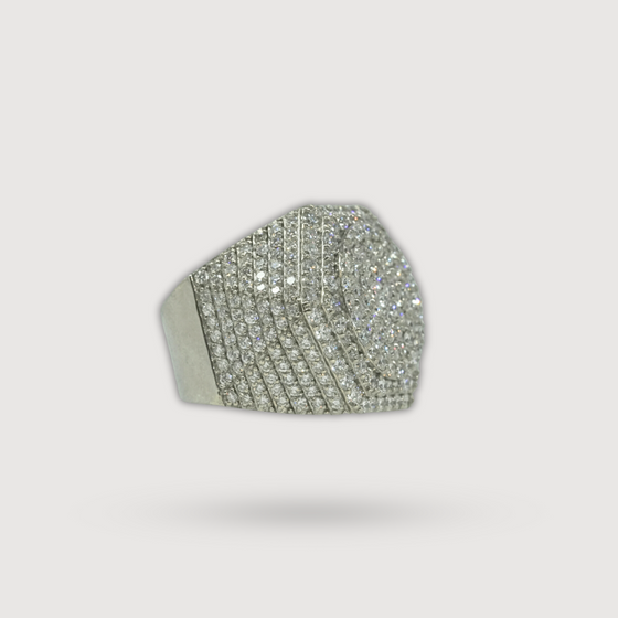 Iced-Out Octagon Cluster Ring - 6.04 CT - 14k White Gold