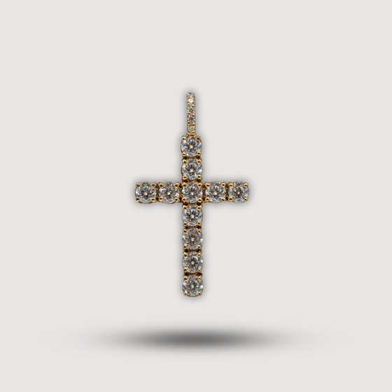 14k Yellow Gold Cross Pendant with Moissanite